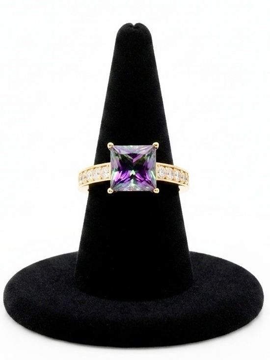 Jewelry - New Square Step Cut 1 7/8ct Mystic Topaz Diamond Ring in 14K Yellow Gold